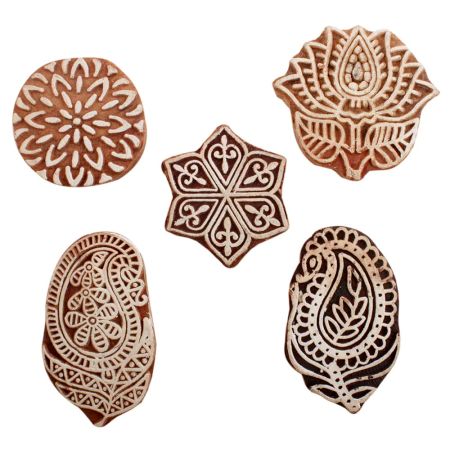 Set of 5 Piece New Mix Wooden Printing Blocks